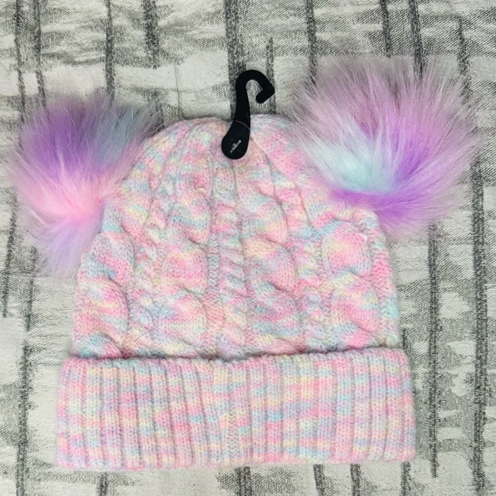 C.C Exclusive Infant Tie Dye Baby Beanie With C.C Patch And Double Pom Pom